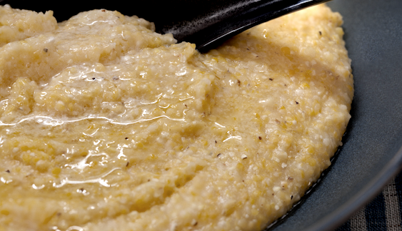 Anson Mills' heirloom grits cooked with butter