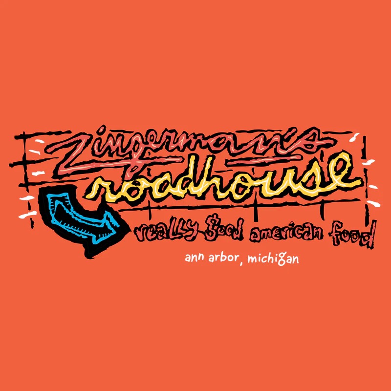 Zingerman's Roadhouse Neon Sign Youth T-Shirt- Orange